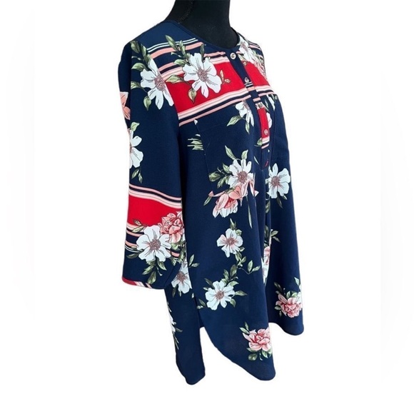 Anthropologie Fig and Flower long Tunic blouse floral size medium front pockets - Picture 15 of 16